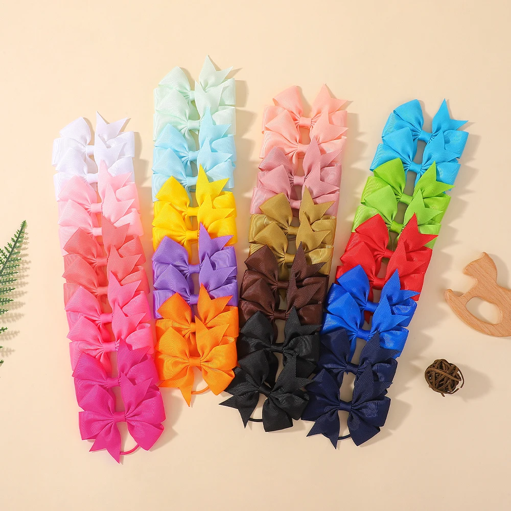 20 Stück/Set Schleifen-Haargummis für Babymädchen Niedliche Haarbänder Pferdeschwanzhalter Kinder-Haaraccessoires