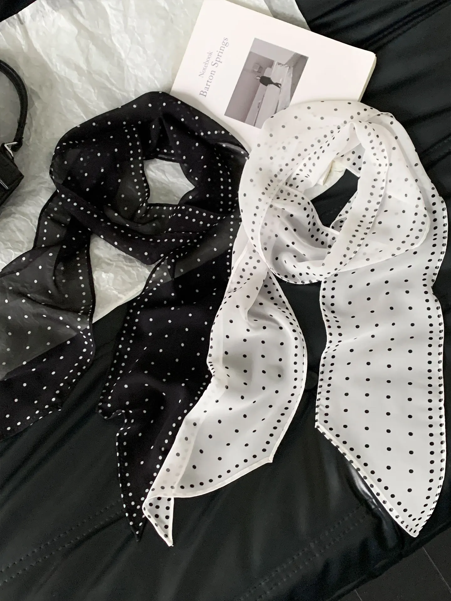 Retro Polka Dot Long Scarf Women's Loose Necktie Versatile Elegance Drifting Bandeau Accessory Summer 2026 New Style Casual Wear