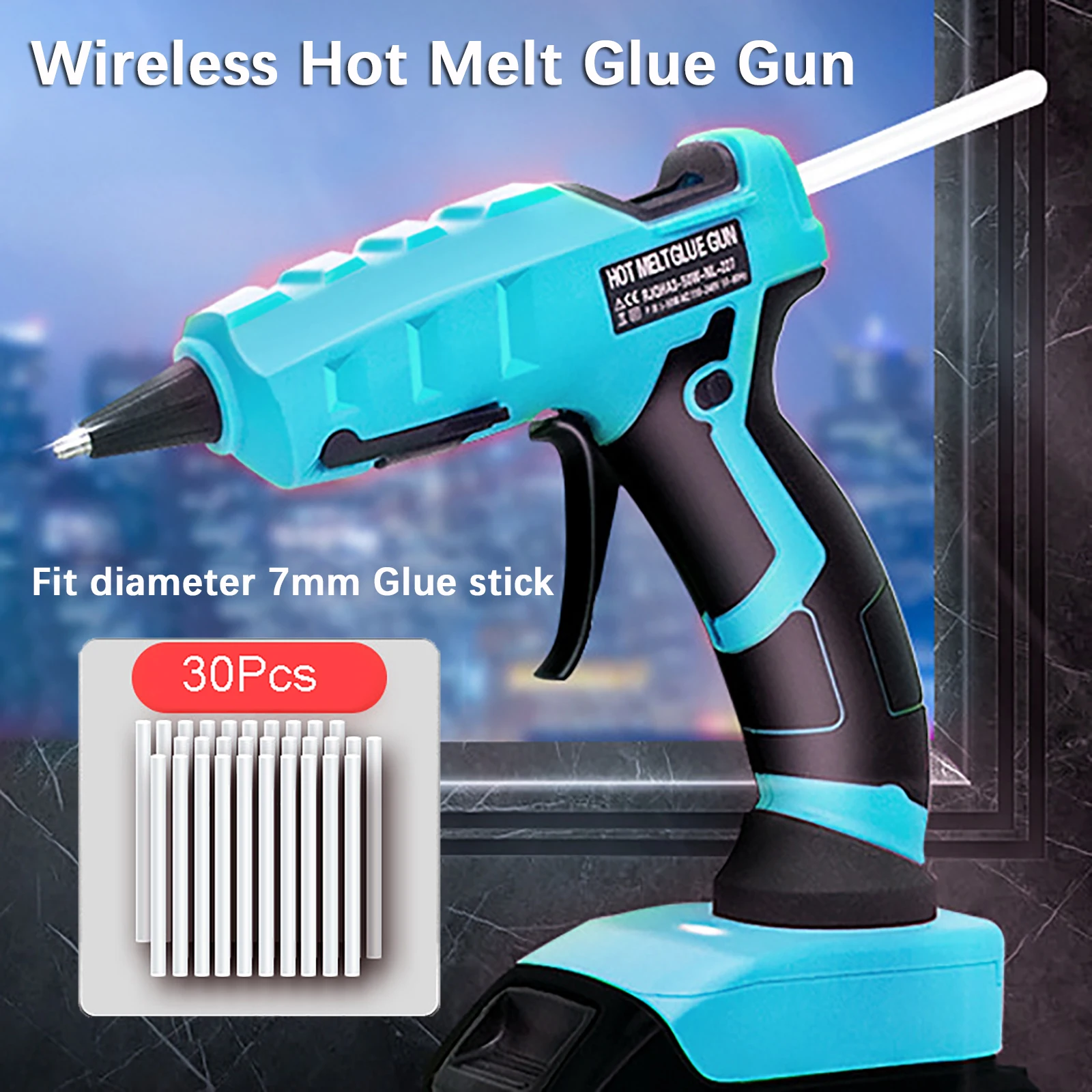 Cordless Hot Glue Gun for Makita 18V Battery Glue Stick Set for Arts DIY Electric Hot Melt Glue Gun Repair Tool with 30pcs 7mm