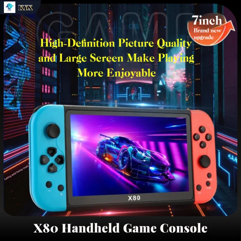 

NEW 7.0" Screen Handheld Game Console X80 40000+ Games up to128G Memory For PS1 MAME CPS FCGB Compatibility 800x480 Resolution