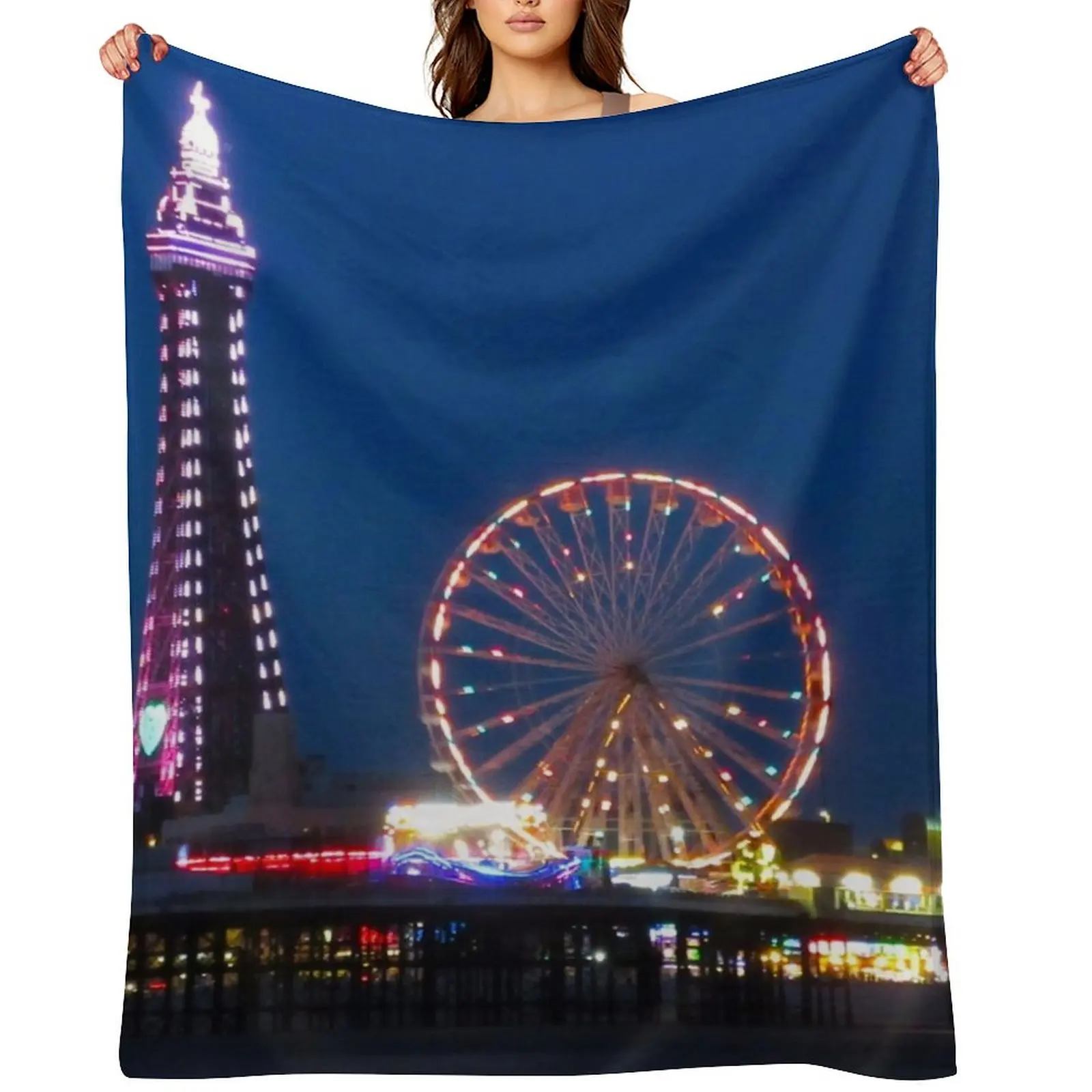 

Blackpool Beach Lights at Night Throw Blanket Blankets Sofas Of Decoration sofa bed Bed covers Quilt Blankets