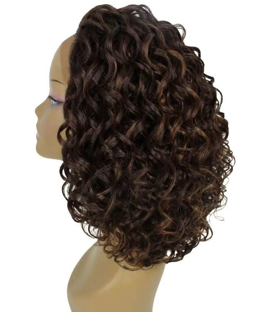 شعر مستعار بدانتيل أمامي مربوط يدويًا بطول 14.5 بوصة من Oya، بني مع خليط الضوء على الكراميل #3