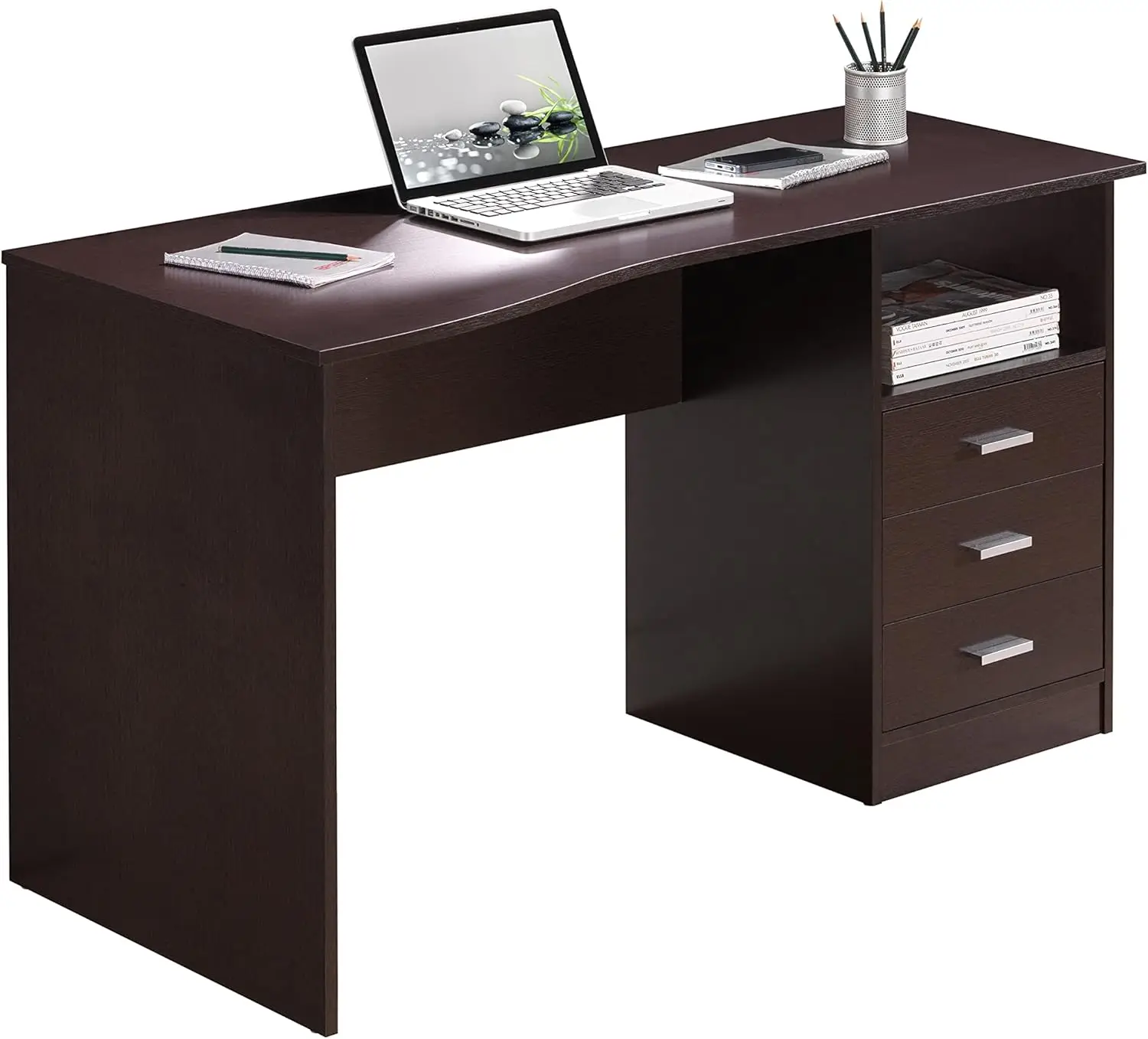 

Classic Computer Desk with Multiple Drawers, 29.5" x 23.6" x 51.2", Wenge