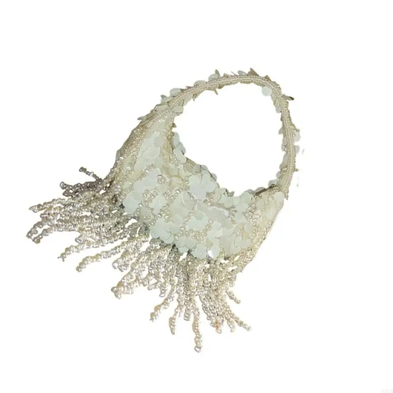 

Практичная вечерняя сумочка из полиэстера для женщин, сумка на цепочке с блестками, бусинами и кисточками