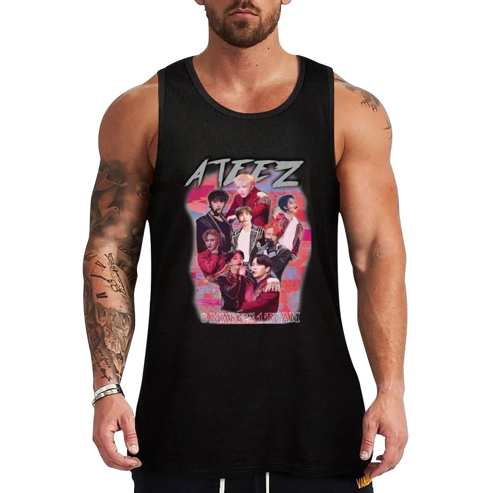 ATEEZ KPOP MERCH OLD RETRO KNOCK OFF INSPIRED MERCHANDISE Tank Top Minimal Print Tank Top Simple Graphic Sleeveless