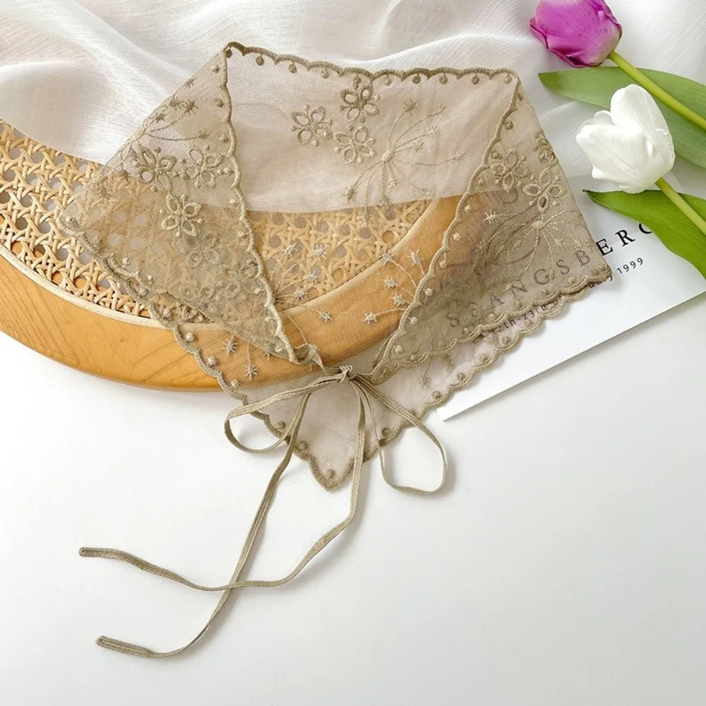 Casual Vintage Lace Flower Hair Scarf Thin Cute Sweet Headscarf Bohemian Chic Style Triangle Head Scarf Pastoral Style