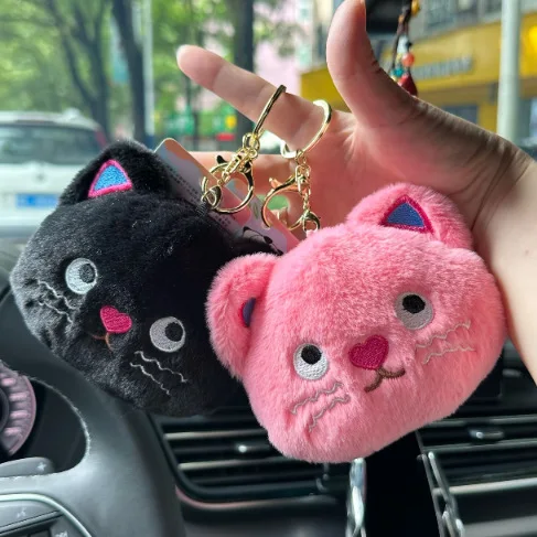new Cute Dot Cat Wallet Cat Plush Cartoon Keychain Pendant Backpack Hanger Earphone Bag Coin Bag pink gift