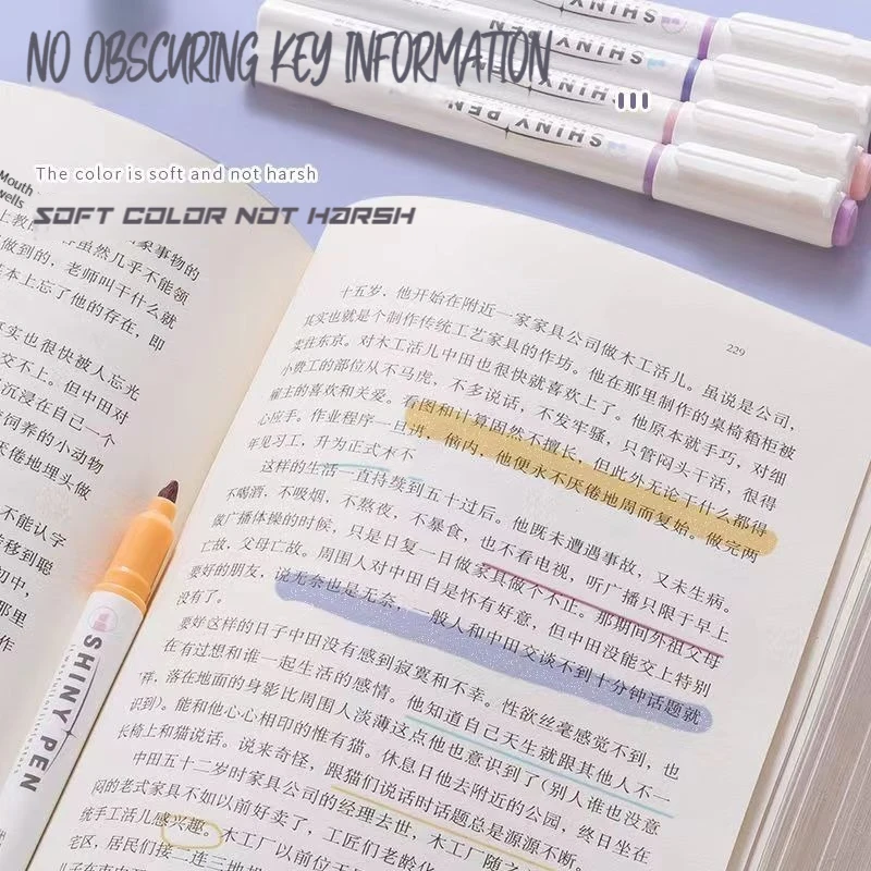 4 Colors/Set Glitter Highlighters Pen Fine Flash Marker Pen Painting Maker For Scrapbook Diary Journal Student Stationery Supply