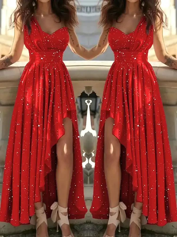 Damskie suknie wieczorowe seksowna elegancka czerwona impreza koktajlowa szykowna Gala ukończenie szkoły luksusowa formalna okazja suknia dla druhny sukienka