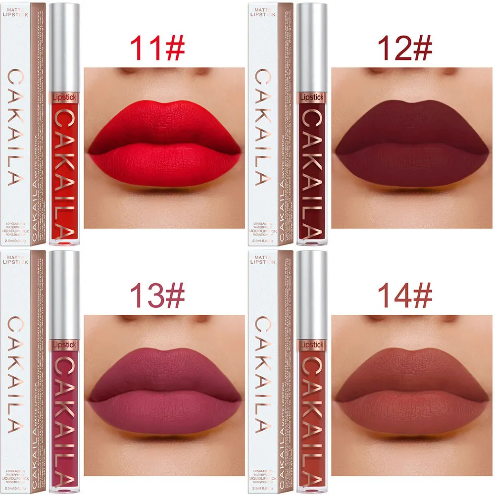 Matte Liquid Lipstick Nude Brown 18 Colors Waterproof Lasting Non-stick Cup Velvet Nude Red Lip Gloss Lint Tube Makeup Cosmetics