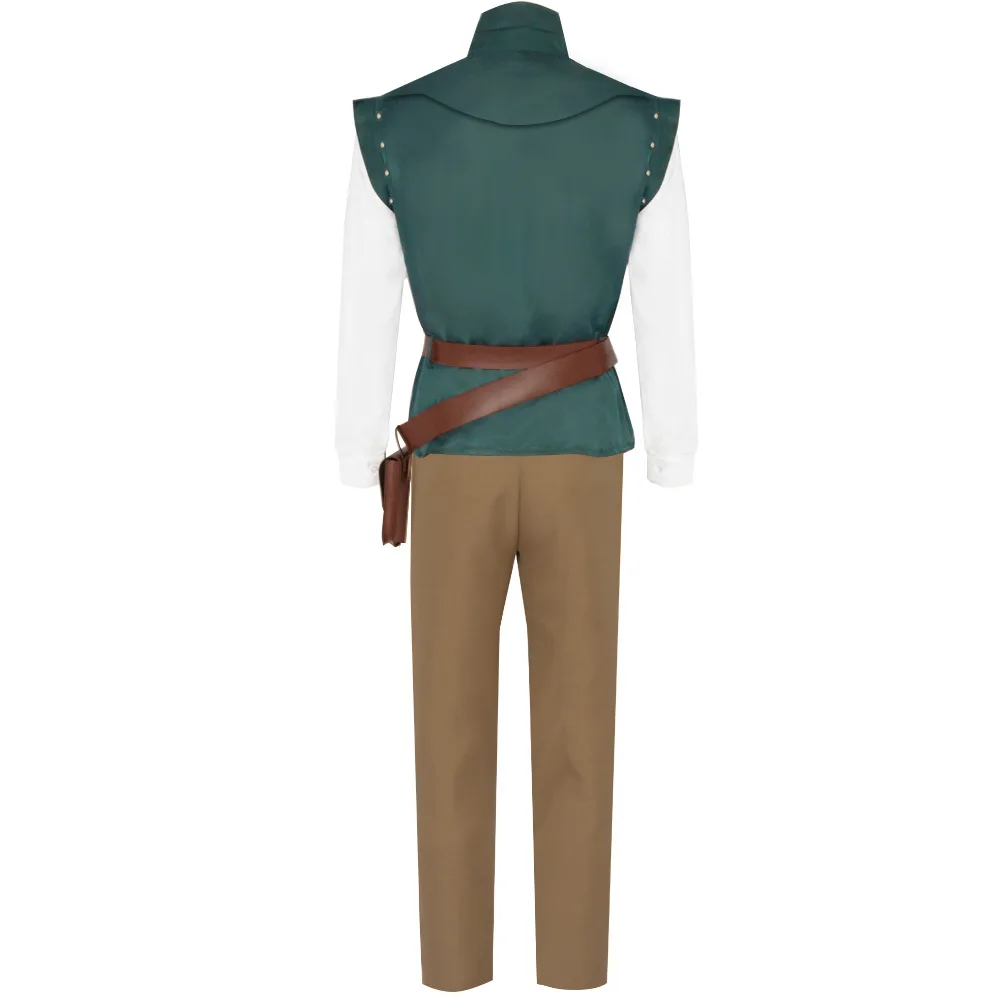 Flynn Rider Costume Vest Shirt Belt Bag Outfit Wig Cosplay Anime Christmas Party Halloween Suit Men