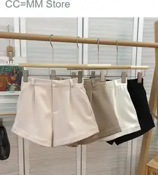 Nuovi pantaloncini a vita alta per le donne pantaloncini a gamba larga solidi moda coreana a vita alta pantaloncini Casual da donna da ufficio