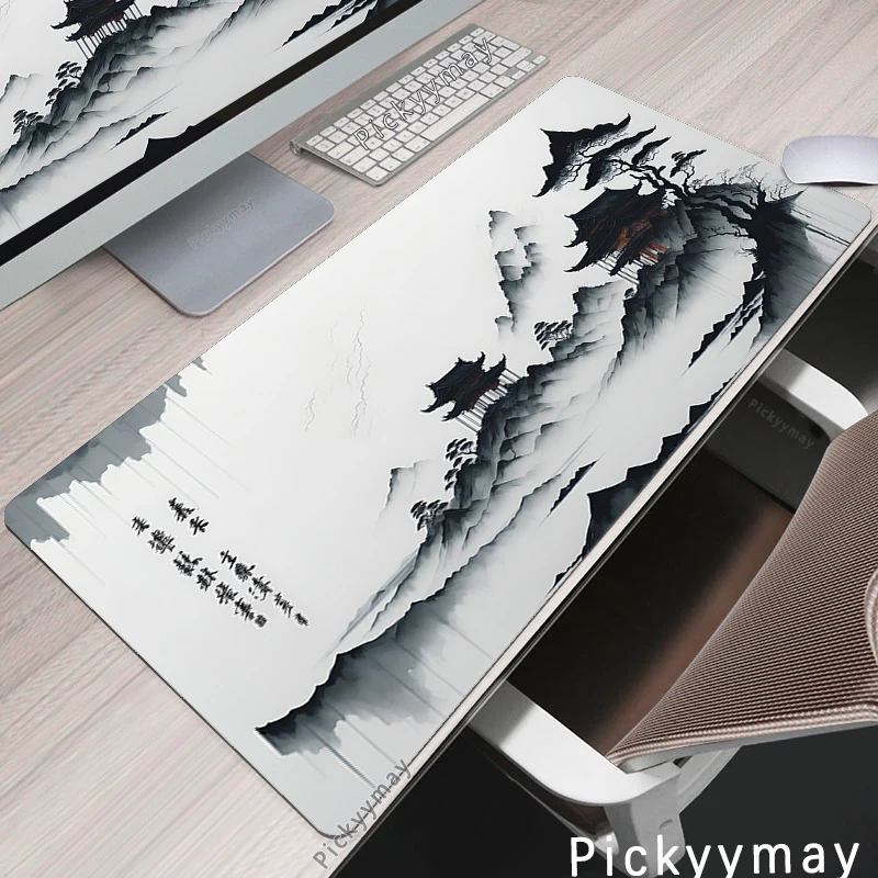 Ink Painting Large Natural Rubber Mouse Pad Locking Edge Mouse Mats Mousepads Gamer Mousepad Office Desk Pads 120x55cm