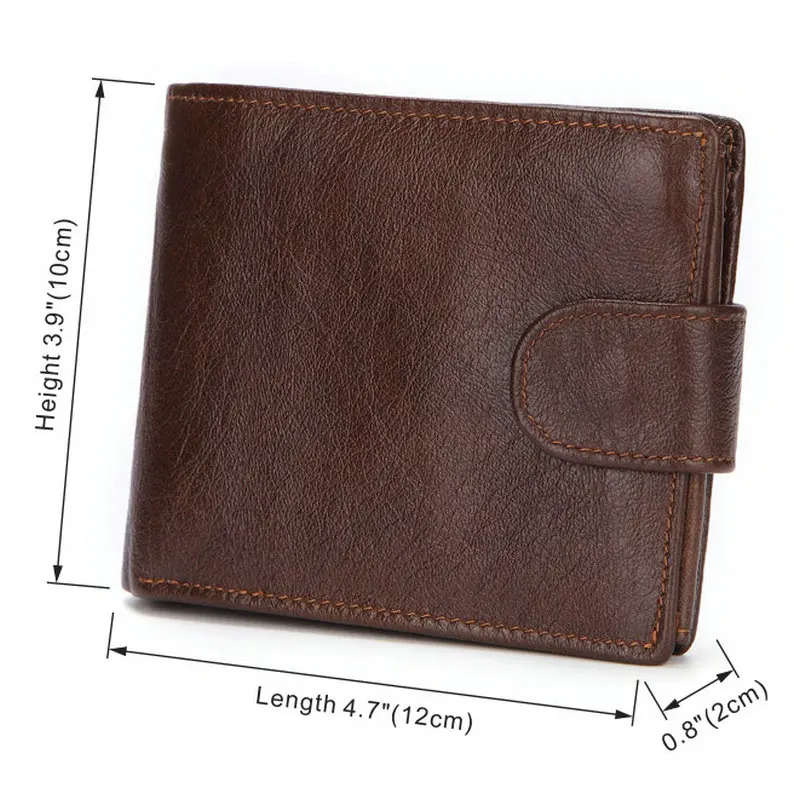 Genuine Leather Wallet Men with Coin Pocket Vintage Short Purse For Male Carteira Masculina Card Holder Zipper Money Bag