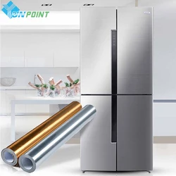 Película impermeable Boeing para refrigerador, pegatinas de pared de renovación de armario de cocina de escritorio, papel tapiz autoadhesivo cepillado dorado plateado