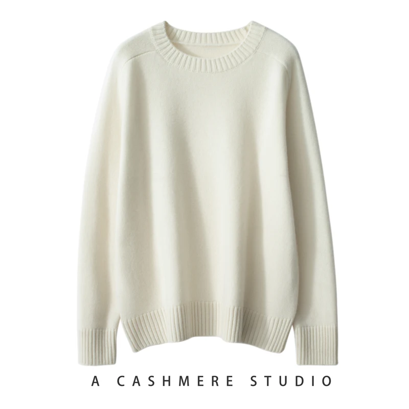 Hot Sale 2023 Autumn Winter New 100% Cashmere Sweater O-Neck Women\'s Thicken Warm Pullover Female Loose Knit Jumper Lady Tops