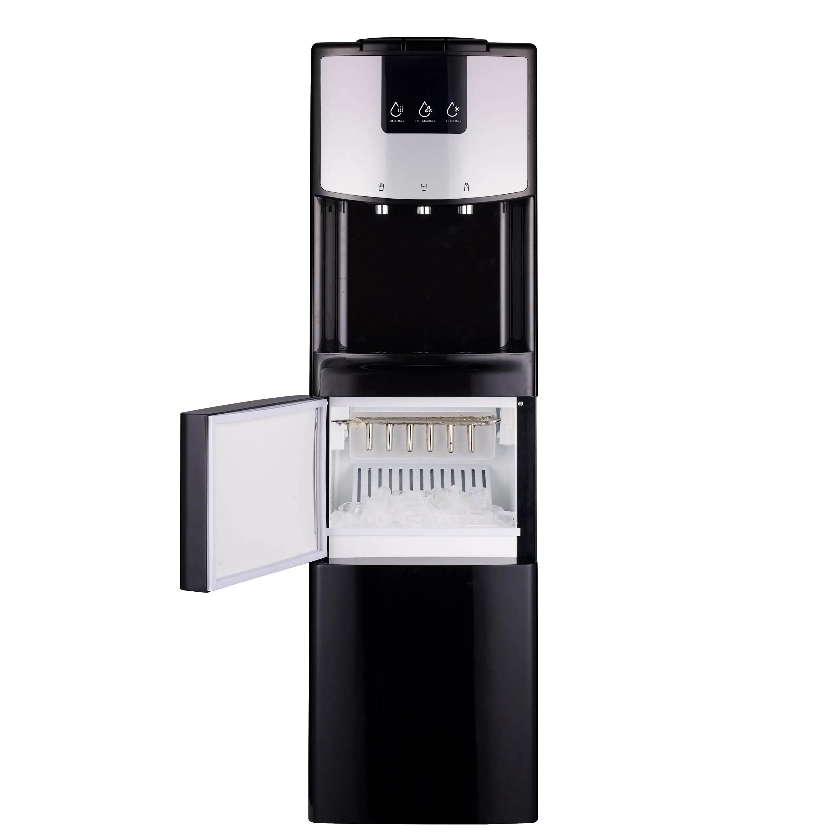 -pp High Efficiency Electric Ice Maker Water Dispenser 3 in 1 Floor Standing Hot and Cold Dispenser with Compressor Cooling