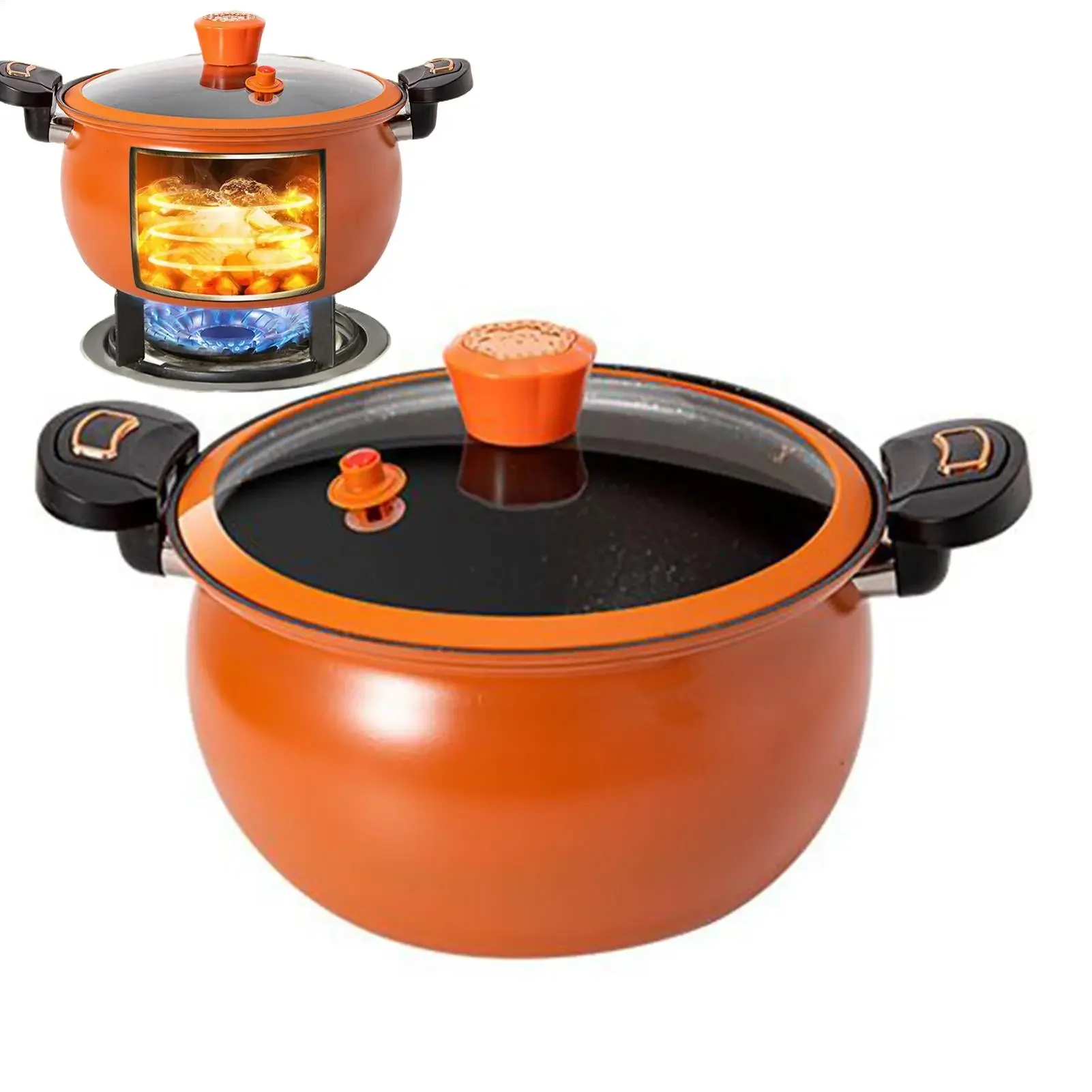 Pressure Cooker Non-Stick Cooking Pot Non-Stick Fast Heating Pressure Cooker With See-Through Lid For Home Kitchen Boil Stew