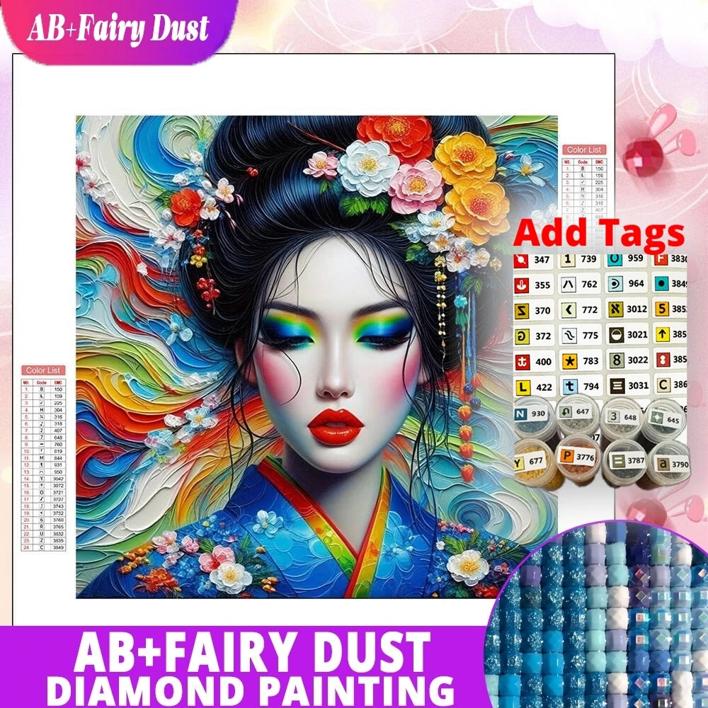 

Fairy Dust AB Comes with DMC stickers New CollectionMosaic Women Portrait Diamond Painting Picture For Living Room Decoration