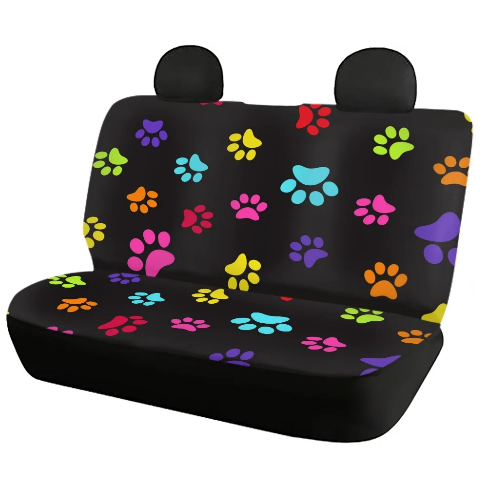 Colorful Dog Paw Printing Front and Back Car Seat Covers for Womens Universal Slip-Resistant Washable Decor Vehicle Seat Cover