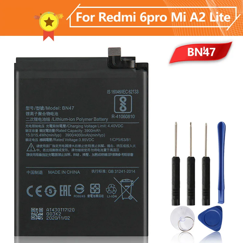 Production in 2024 Phone Battery BN47 For Xiaomi Redmi 6pro Hongmi 6 Pro Redrice 6pro Mi A2 Lite Replacement Battery With Tool