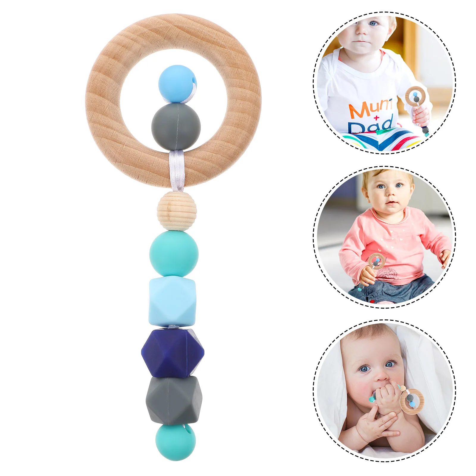 Silicone Baby Teether Wood Molar Rod Infant Sensory Chew Grinding Plaything Ergonomic Toddler Soother