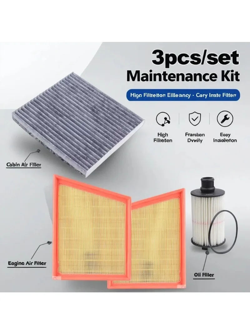 3PCS/ Filter Set For JAGUAR XF X260 3.0T 2016 2017 2018  F-PACE X761 2015 Engine AC Cabin Air Oil Filter GX739601AA GX739601BA