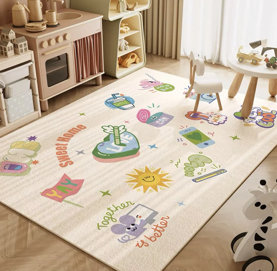 VIKAMA Neutral Cartoon Lion Baby Crawling Mat ABC Educational Soft Anti Slip Washable Kids Floor Rug For Nursery Play Room view 3