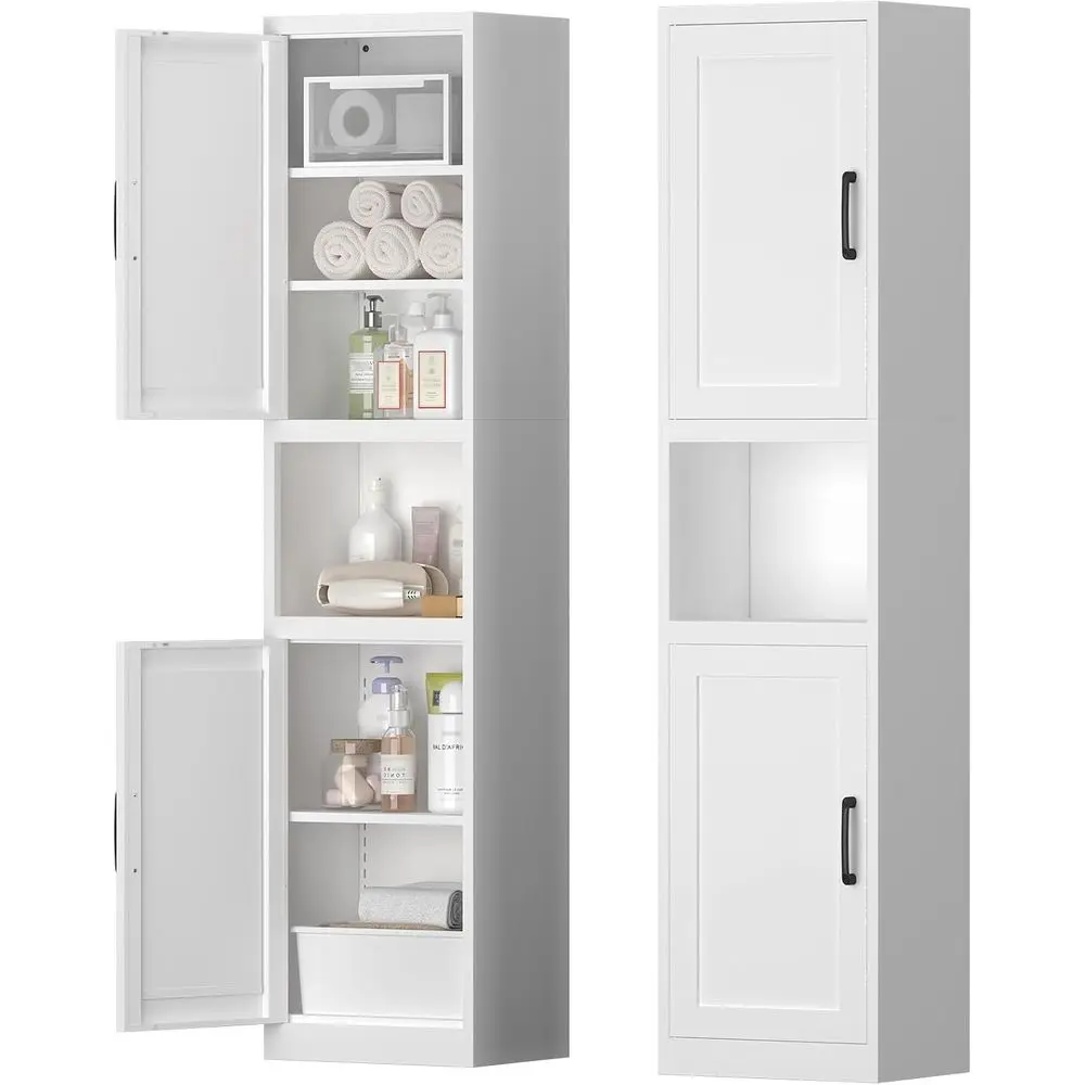 Tall Bathroom Cabinet, Slim Cabinet with 3 Adjustable Shelves, 2 DoNarrow Storage or Bathroom, 67" H loor Cabinet or Entryway, K