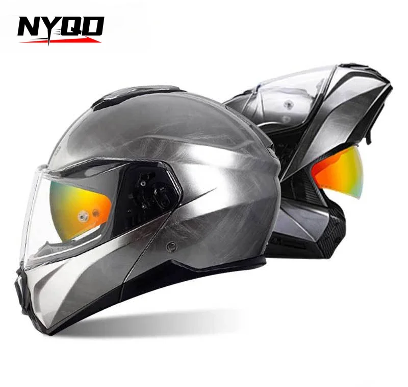 GSB Winter Anti-fog Night Vision Motorcycle Helmet Peeling Helmet Men's Double Lenses Locomotive Riding Racing SafetyFourSeasons