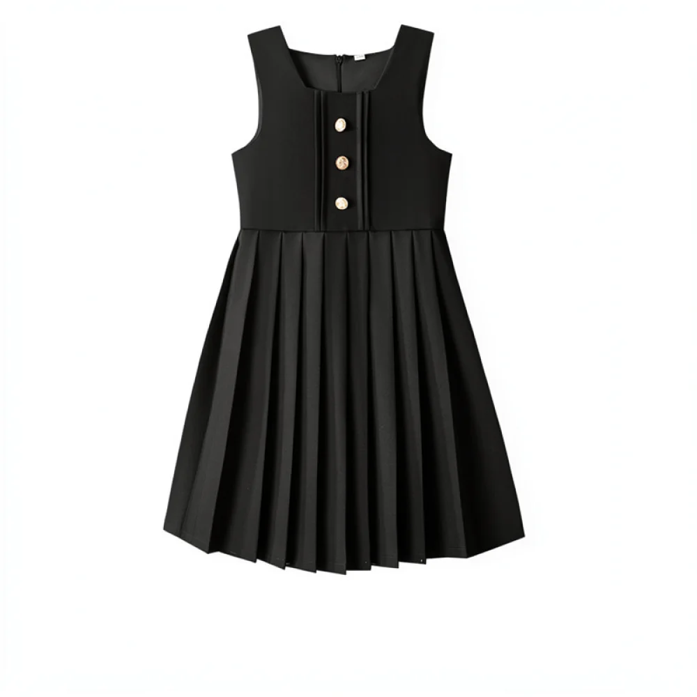 Girls Preppy Style Dress Kids JK Vintage Pleated Sleeveless Vest Skirt School Uniform Outfits Children Casual Clothing