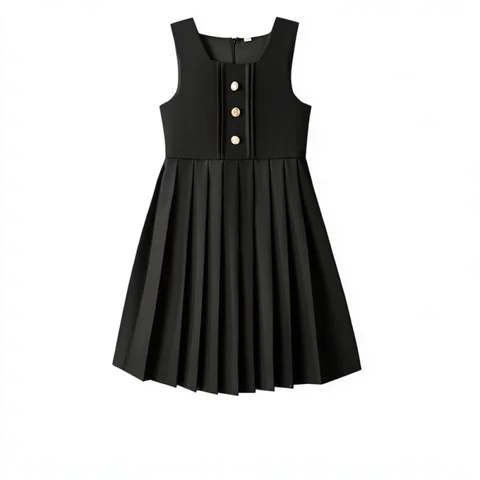 Girls Preppy Style Dress Kids JK Vintage Pleated Sleeveless Vest Skirt School Uniform Outfits Children Casual Clothing