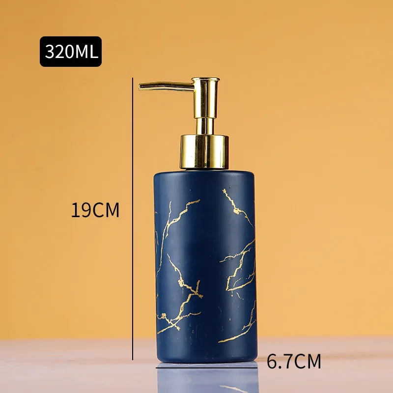 320ML Glass Emulsion Bottle Marble Press Soap Dispenser Bathroom Products Bath Lotion Bottles Bathroom Decoration Accessories
