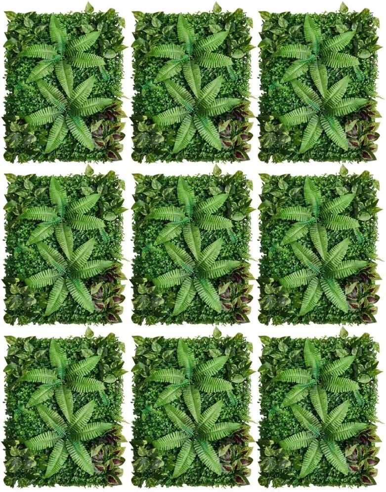 

9Pcs Artificial Mat Greenery Panels Topiary Hedge Plant,Privacy Hedge Screen Suitable for Outdoor Garden Backyard Privacy Screen