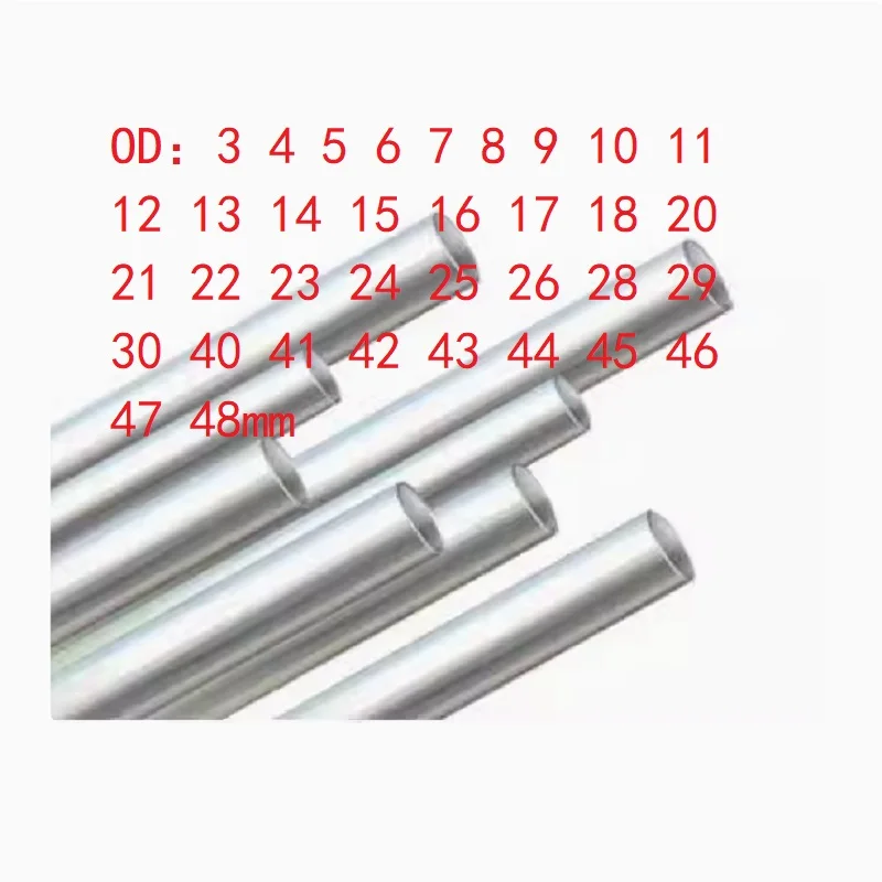 Aluminium Tube OD 3 4 5 8 10 12 15 16 18 20 22 24 25 26 28 30 40 41 42 43 44 45 46 47 48mm Round 6061 Aluminum Alloy Metal Pipe