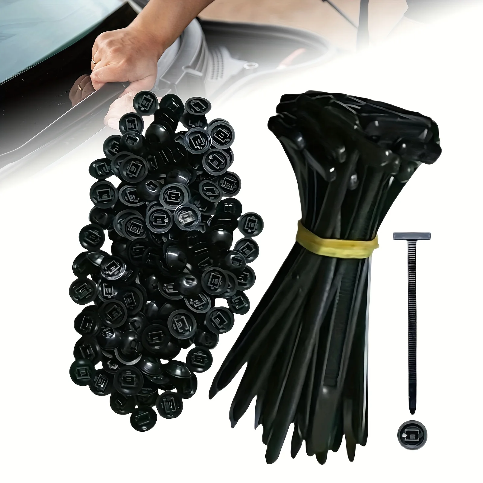 200/100/50 Stuks Zelfsluitende Nylon Kabelbinders met Drukclips – Kabelbinders voor Auto, Buizen, Losmaakbare en Herbruikbare Strips kabelbinders zwartmontage clipskabelbinders voor