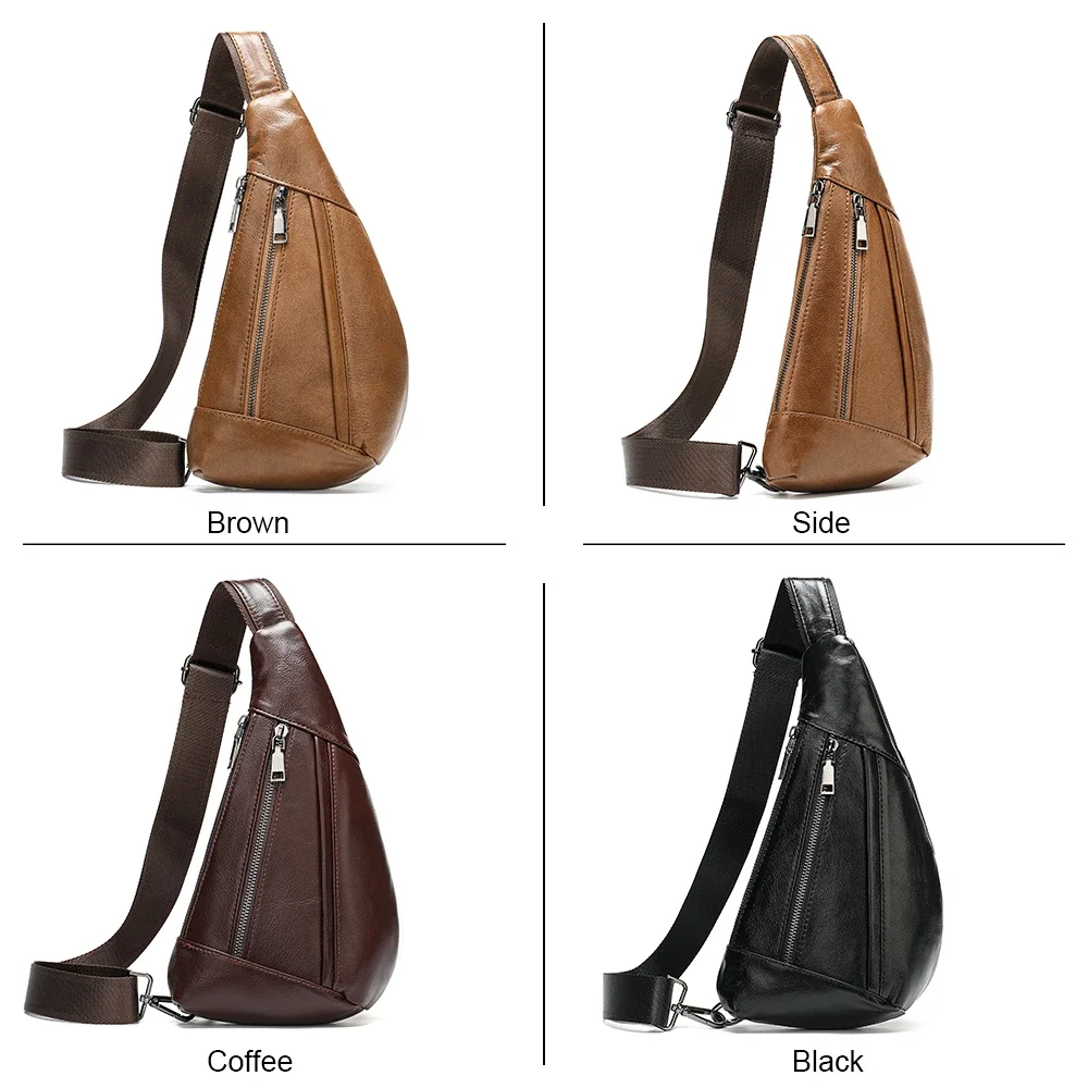 Westal bolsas de ombro de couro genuíno para homens, bolsa casual para mensageiros, bolsas crossbody, bolsa de peito masculina