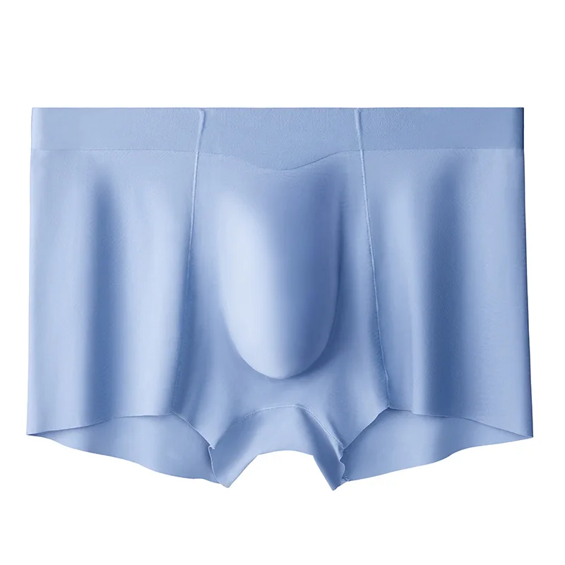 Seamless 3D Stamped Protruding Flat Corner Pants with Seamless Ice Silk Nylon Men's Underwear, Graphene Four Corner Shorts