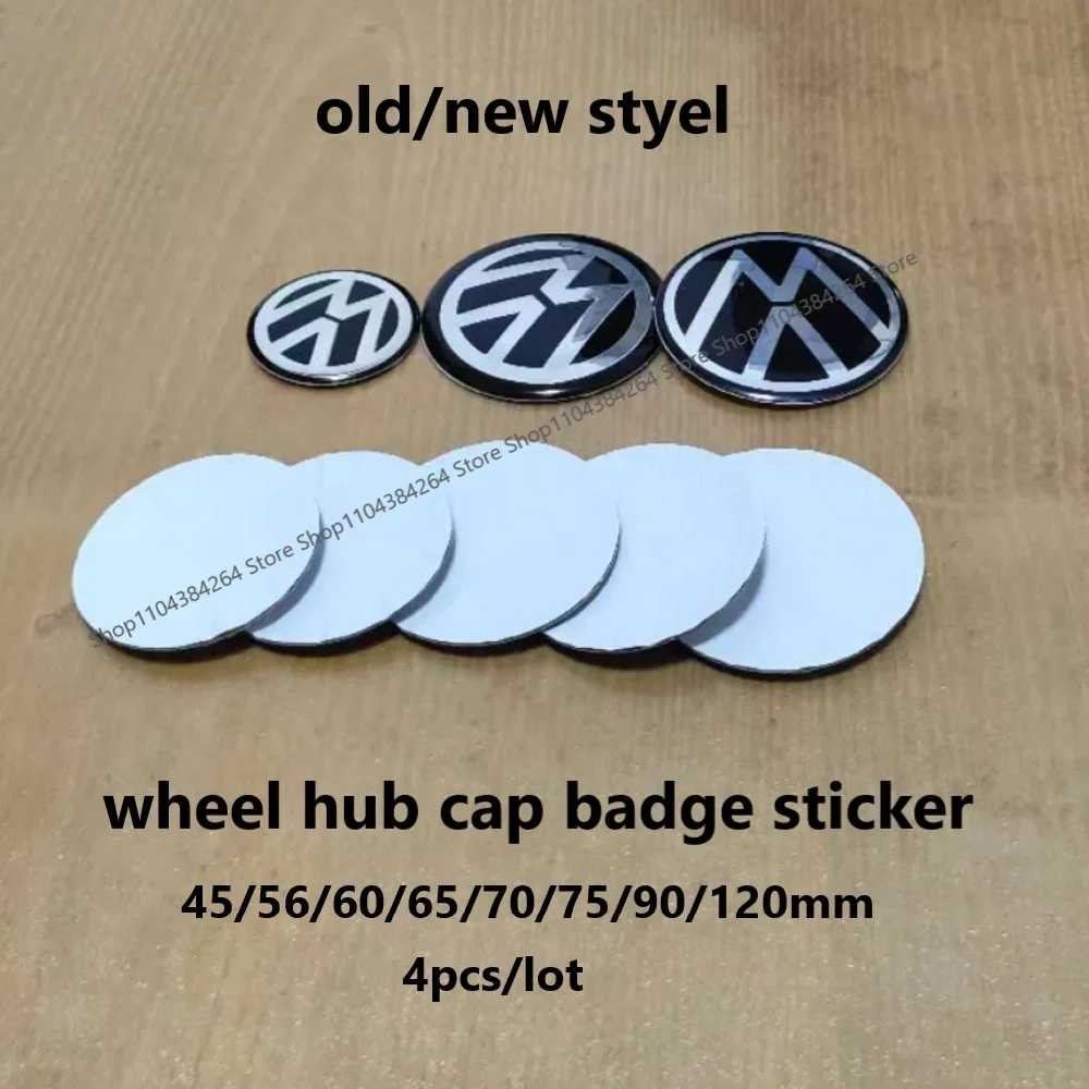 

4pcs 45/56/60/65/70/75/90/120mm Wheel Center Hub Caps Pasted Badge Sticker For VW Tiguan R GTI Golf Polo PASSAT BORA Scirocco