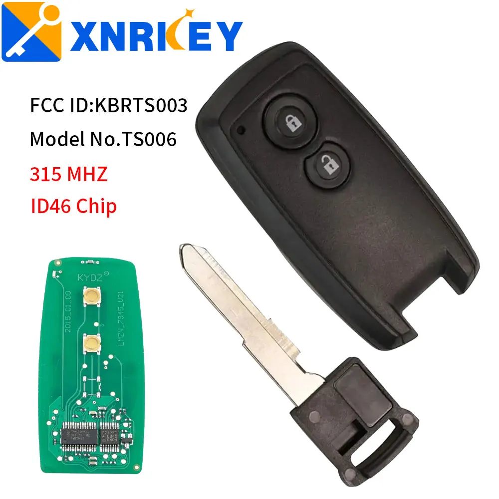 

XNRKEY 2 Buttons Keyless Go Smart Remote Key 315MHZ ID46 chip for Suzuki Swift SX4 Grand Vitara Uncut HU133 Blade KBRTS003 TS006