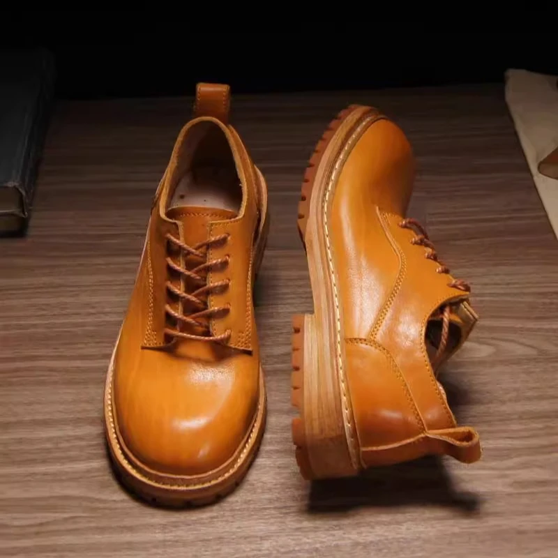 

Роскошные мужские туфли дерби в стиле ретро, уличная рабочая обувь ручной работы из воловьей кожи, повседневная деловая официальная обувь