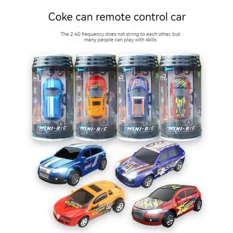 1:64 Simulation Mini Four-way Remote Control Car Pop Can Coke Can Electric Racing Car Children's Model Toy Gift