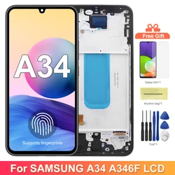 Super AMOLED Screen for Samsung Galaxy A34 A346B A346B/DS Lcd Dispaly Digital Touch Screen with Frame for Samsung A34 Assembly