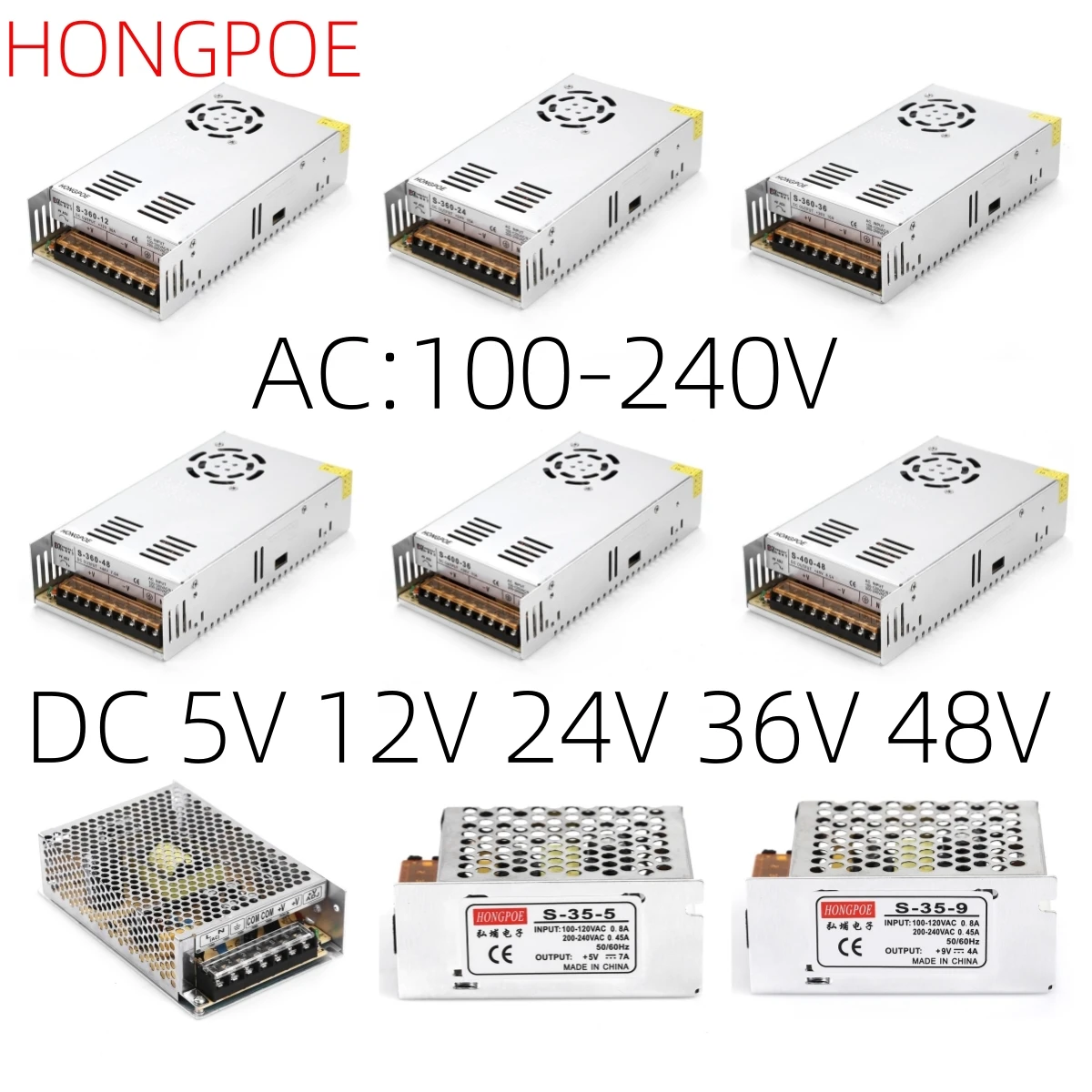 5V 12V 24V 36V 48V Power Supply SMPS 5 12 24 36 V AC-DC 220V TO 5V 12V 24V 1A 2A 3A 5A 10A 20A 30A Switching Power Supply SMPS