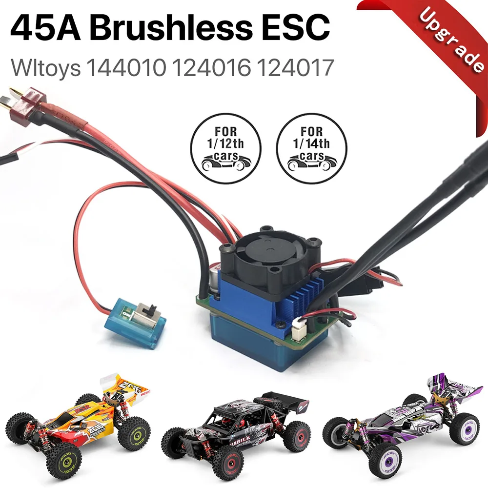 Upgrade RC ESC Motor WLtoys 144010 124016 124017 45A Brushless ESC Splashproof For 1/12 1/14 RC Car Parts 144010-2005