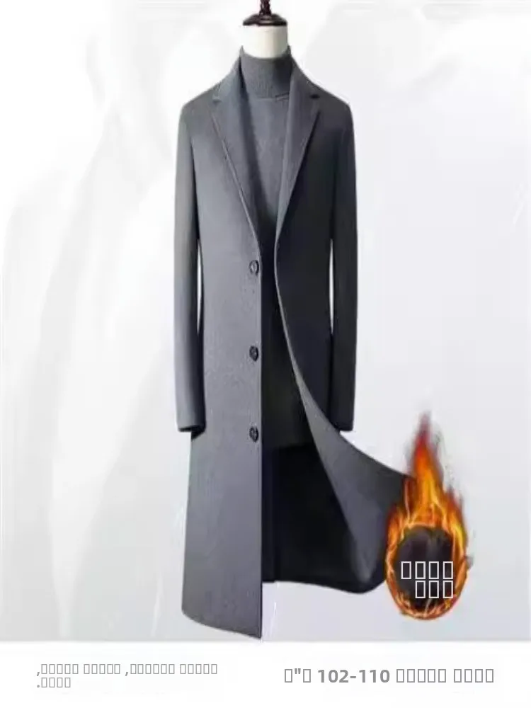 معطف صوفي متوسط الطول للرجال، ضيق وأنيق، معطف خريفي عصري على الطراز الكوري