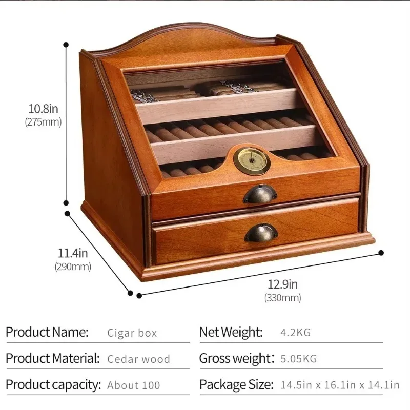 Vitrine Box met luchtbevochtiger en hygrometer groot