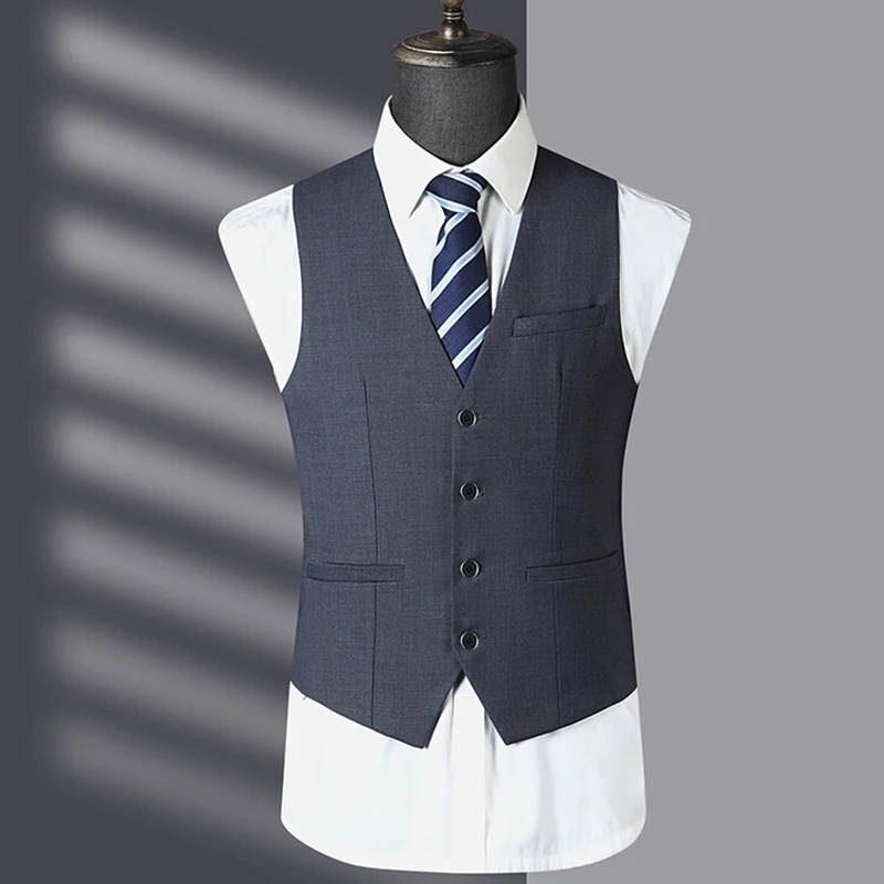 ( Jacket + Vest + Pants ) High End Dark Gray Men\'s Casual Business Formal Office Casual Suit Three Piece Set Groom Wedding Dress