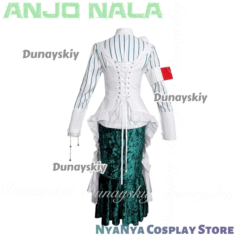 Reverse:1999 Juego Anjo Nala ssiPersonajes de salida con vestido verde blanco con peluca larga y rizada negra ssiTraje completo