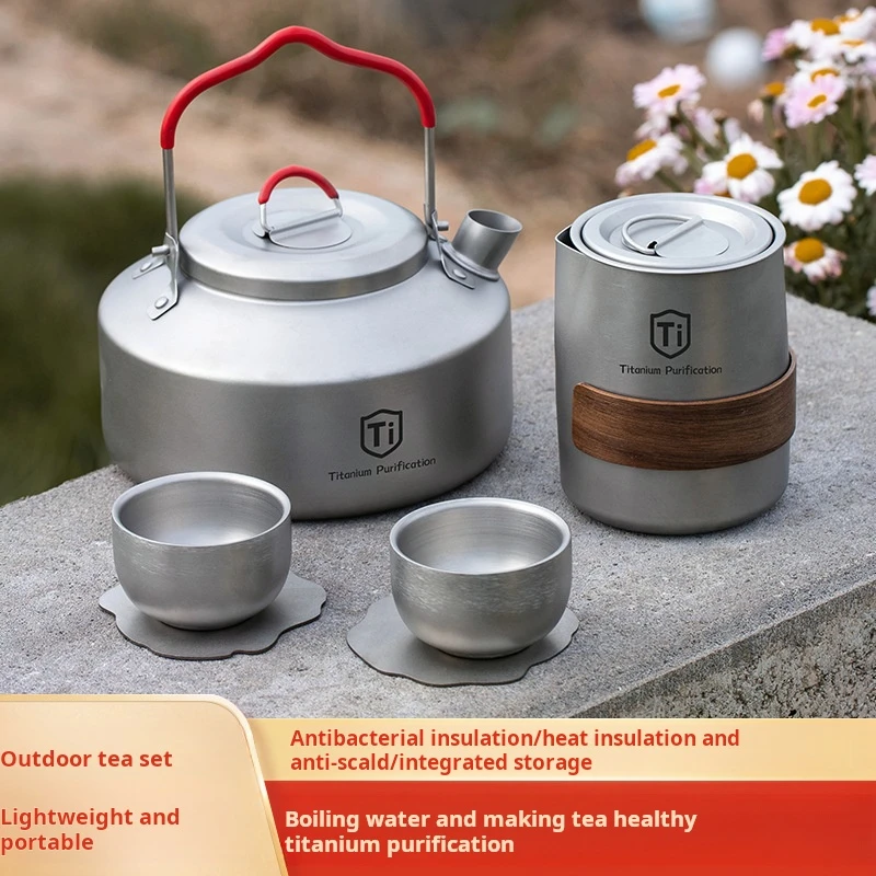 

Portable Titanium Purification Travel Tea Set for Camping Essential Outdoor Gear with Filter Net